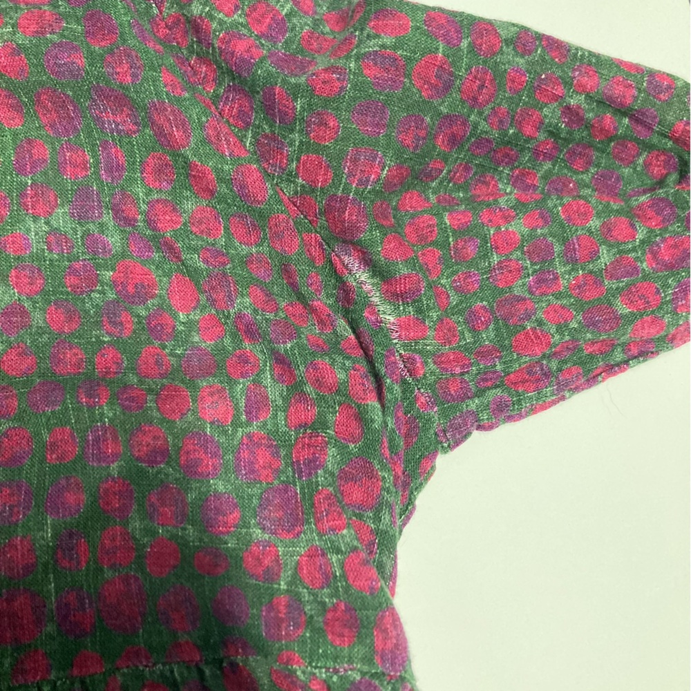 Gudrun Sjoden Ottillia Blouse Button Down Tunic Top Green Red Petals XL - Picture 11 of 15